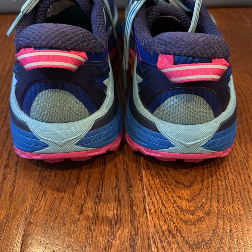Hoka One One Vibrant Blue and Pink Athletic Shoes - Picture 6 of 13